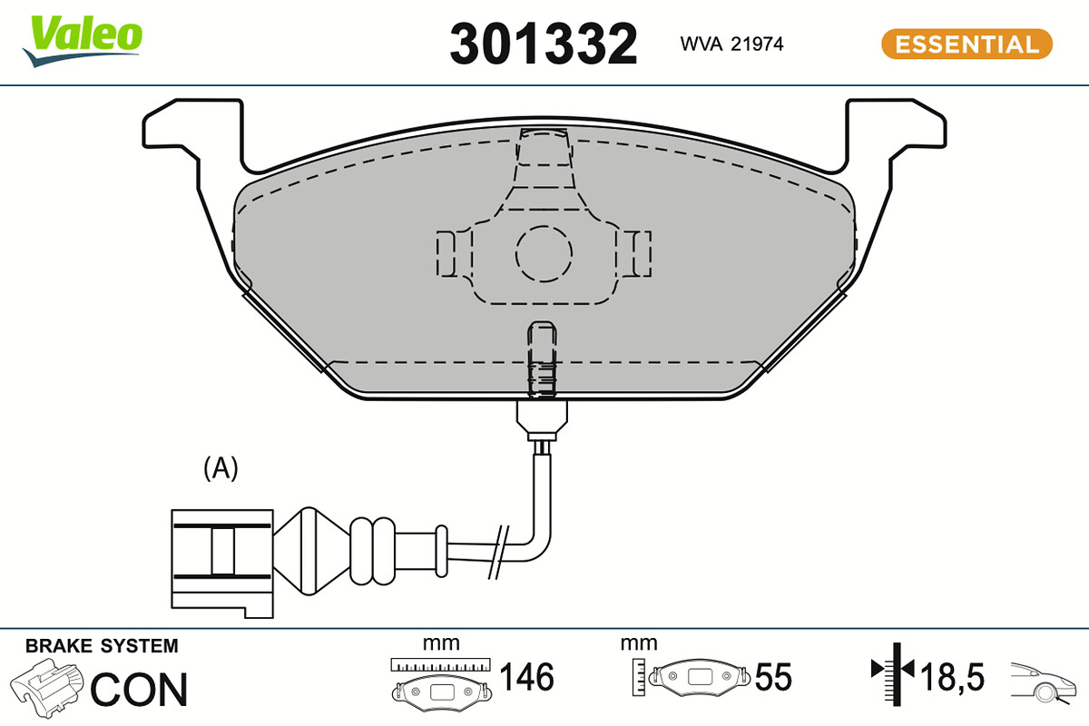 Jeu de 4 plaquettes de frein VALEO ref. 301332